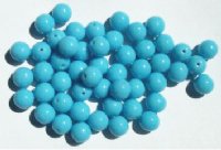 50 8mm Opaque Light Blue Round Glass Beads